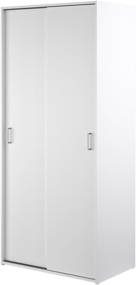 Tvilum Wardrobe with 2 Sliding Doors - Clothing Storage for Bedroom, White