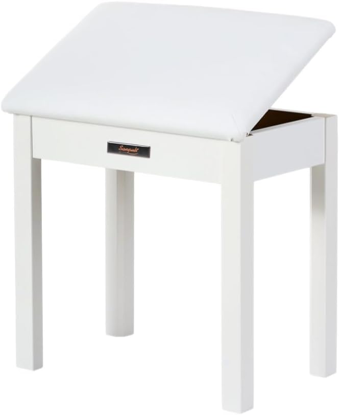 Sanpuli Solid Wood Piano Bench with Storage, Piano Stool and Padded Cushion, Keyboard Bench with Bookcase, Piano Chair and Piano Seat with High-Density Sponges.