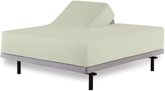 Rajlinen Top Split Head King Sheet Set for Adjustable Beds, Split King Flex Head Sheets, 34 Top Split, 100% Cotton, 16 Deep Pocket, Ivory Solid