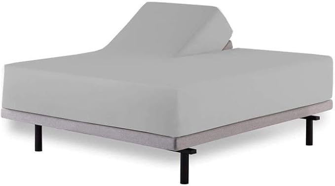 Rajlinen Top Split Head King Sheet Set for Adjustable Beds, Split King Flex Head Sheets, 34 Top Split, 100% Cotton, 16 Deep Pocket, Light Grey Solid