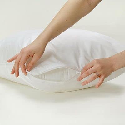 National Allergy Premium 100% Cotton Zippered Euro Square Pillow Protector - 20 x 20 - White - 300 Thread Count - Hypoallergenic Pillowcase with Zipper - Breathable Encasement Cover