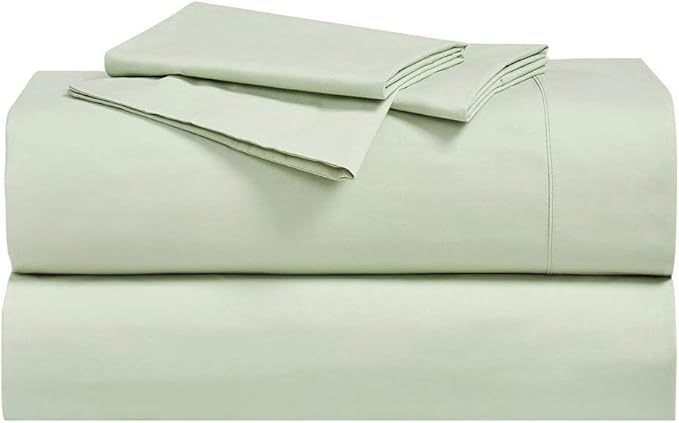 Royal Hotel Bedding Abripedic Crispy Percale Pillowcases, 300-Thread-Count, 2PC Solid Pillow Cases Set, 100% Cotton, Standard, Celery