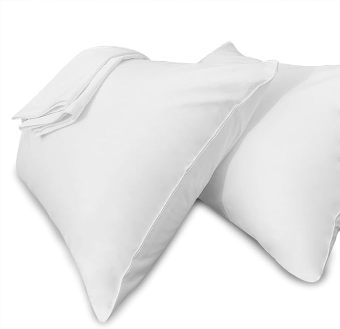 Precoco White Pillow Cases Queen Size Set of 4 | 100% Cotton Pillowcases with Zipper Hidden | Premium Cooling Decorative Pillow Covers with 600 Thread Count, Soft & Smooth, 20x30 inches