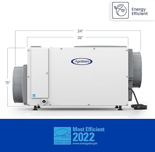 AprilAire E080 Pro Dehumidifier Bundle - 80 Pint Whole House Dehumidifier - Full Complete Kit - Crawl Spaces, Basements, Whole Homes, Commercial up to 4,400 sq. ft - 5 Year Warranty Included