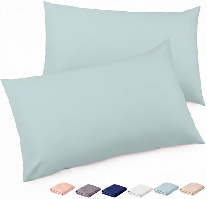 Brushed Microfiber Pillow Cases Standard Size Pillow Case-Envelope Closure Pillowcases Standard Set of 2,Cooling & Moisture Wicking,Wrinkle Resistant Bed Pillowcases 20" X 26"(Standard,SkyBlue)