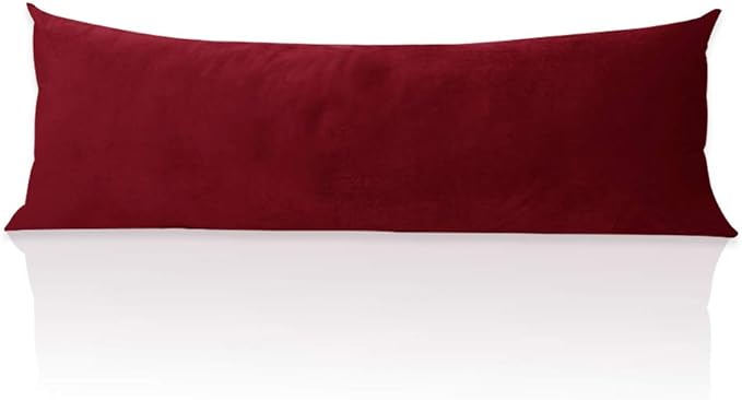 StangH Christmas Red Body Pillow Cover, Soft Velvet Body Pillowcase for Pregnant Women, Holiday Lavish Decorative Oblong Pillowcase for Bedroom/Theater/Sofa/Couch, 20 x 54 inches Long, 1 Pc