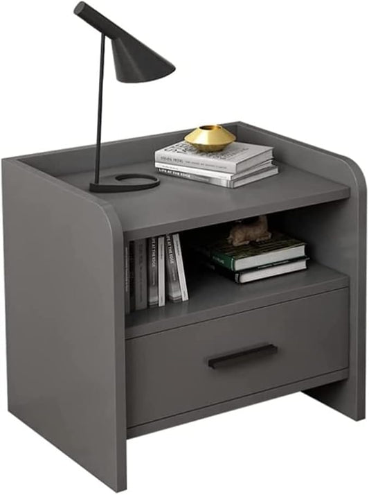 Coffee Table Simple Bedside Table Living Room White Storage Cabinet Bedroom Gray Nightstand Assembly Dressers Side with Drawer End Tables Living Room(A-Dark Grey,Single Draw)