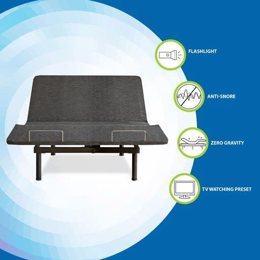 Boyd Sleep Power Adjustable Bed Base with Zero-Gravity, Anti-Snore, and TV Settings, Adjustable Leg Heights, Durable Steel Frame, Whisper Quite Motor, Size Split King