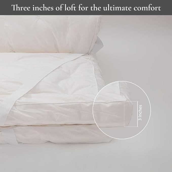 Sleep and Beyond myWoolly Latex Topper, 100% Natural Wool and Latex Filled Mattress Topper,3 in Thick, Cal King 72x84, Ivory