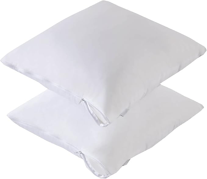 Kingnex Waterproof Down Feather Proof Euro Pillow Protectors 26x26 Pack of 2 European Size Pillow Covers for Square Throw Pillow