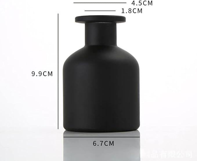 5 Ounce Empty Glass Diffuser Bottles, Cylindrical Glass Essential Oils Diffuser Bottles, Aromatherapy Jar, Matt Black