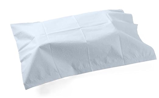 TIDI 919363 Disposable Pillowcases, Blue, 21” Wide x 30” Long (Pack of 100) ― Single-Use Pillowcases ― Tissue with Poly Back to Help Prevent Leak-Through ― Pebble Embossed ― Medical Supplies