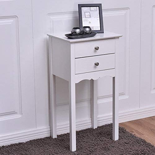 ARLIME Side Table with 2 Drawers, Bedroom Nightstand, Storage Accent Table, Small Tall End Table Beside Sofa, Multi-Purpose Living Room Home Cabinet, 16.0’’ x 13.0’’ x 30.0’’ (White)