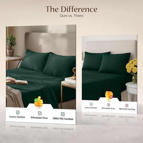 Utopia Bedding Twin Sheet Set – 3 Piece Bed Sheets for Twin Size Bed, Soft and Breathable Microfiber, Includes 1 Fitted Sheet, 1 Flat Sheet and 1 Pillowcase – Oeko Tex (Emerald Green)
