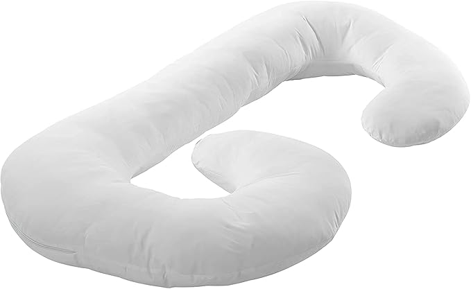 Momcozy Pregnancy Pillows for Side Sleeping, J Shaped Maternity Body Pillow for Pregnancy, Soft Pregnancy Pillow with Jersey Cover for Head Neck Belly Support, Grey