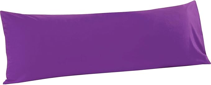FLXXIE Body Pillow Cover - Super Soft Microfiber 20x54 Body Pillow Case - Envelope Closure, Wrinkle, Stain Resistant 20x54 Long Pillowcase, Purple
