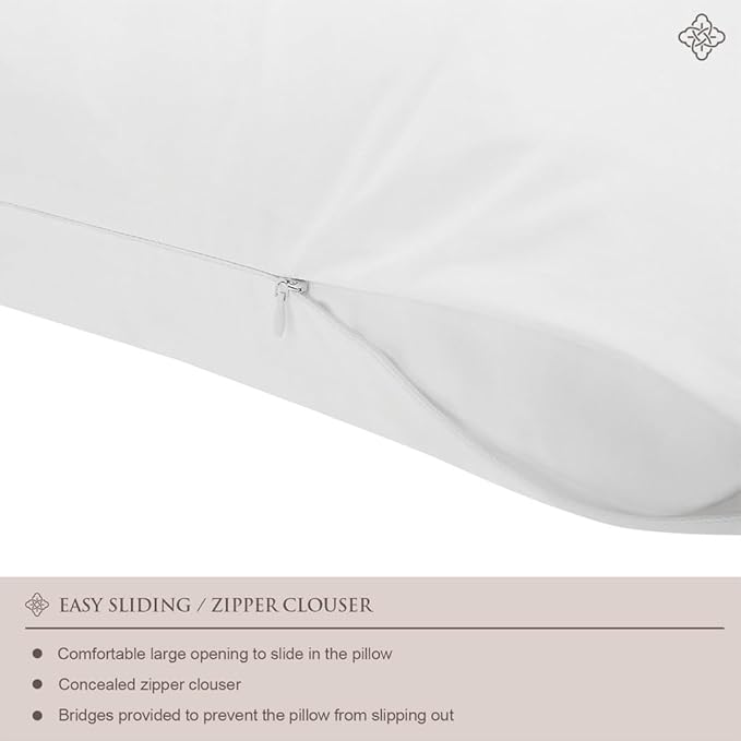 Bioweaves 100% Organic Cotton Breathable Body Pillow Protector GOTS Certified with Zipped Closure – 21" x 54", 1-Pack