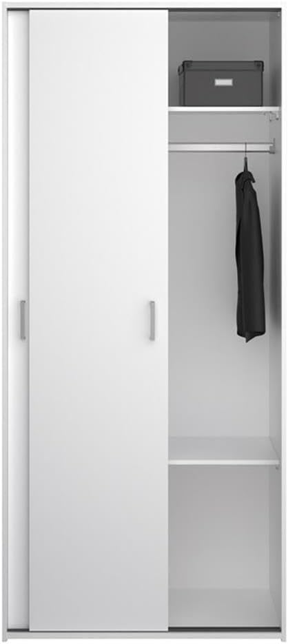 Tvilum Wardrobe with 2 Sliding Doors - Clothing Storage for Bedroom, White