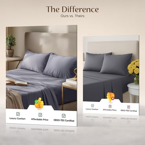 Utopia Bedding Full Size Sheet Set – 4 Piece Bed Sheets, Soft and Breathable Microfiber, Includes 1 Fitted Sheet, 1 Flat Sheet and 2 Pillowcases – Oeko Tex (Grey)