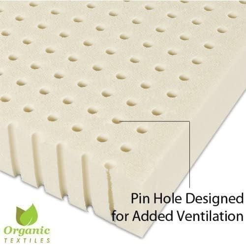 ORGANIC TEXTILES Organic Latex Mattress Topper with Cotton Cover - Made in USA (3 Inches Cal King, Soft)