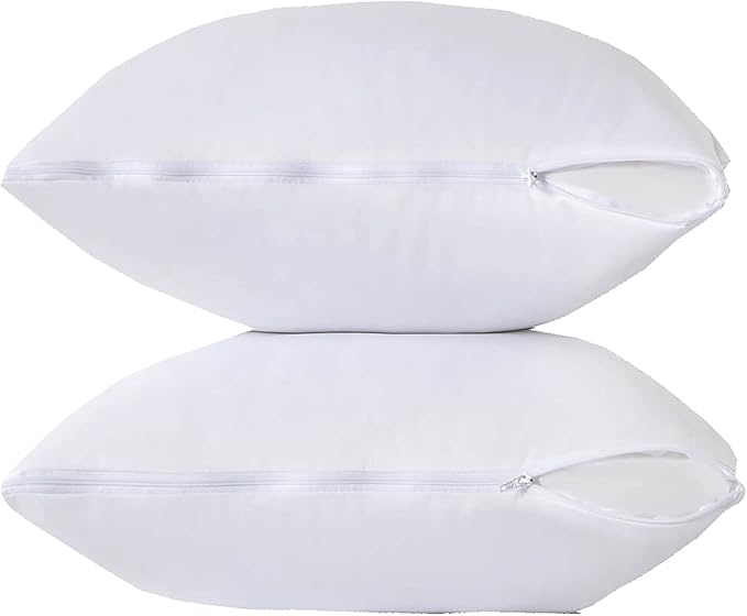Kingnex Waterproof Down Feather Proof Euro Pillow Protectors 26x26 Pack of 2 European Size Pillow Covers for Square Throw Pillow