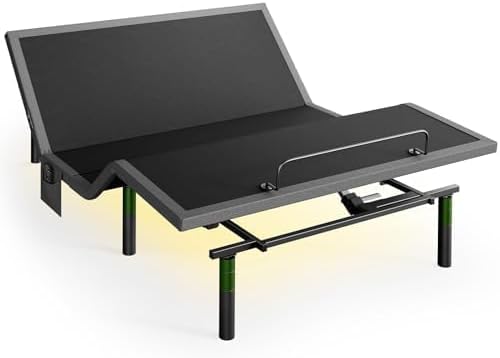 Marsail MS01 Queen Adjustable Bed Base Frame, 4 Ports USB A&C Adjustable Bed Base with Under-Bed Nightlight, 3 Minutes Fast Assembly, Wireless Remote Control Adjustable Bed