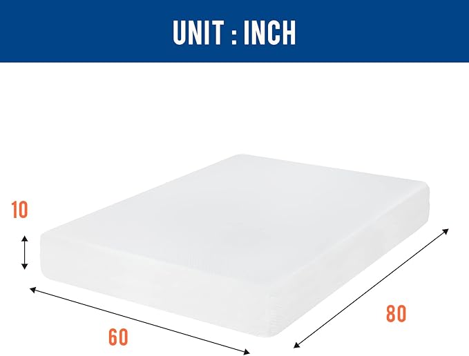 FDW | 10 Inch Queen Mattress | Medium Firm | Gel Memory Foam Mattress | White | Bed in a Box, CertiPUR-US Certified | Pressure Relief, Cooling Ventilated Foam | Washable Removable Cover