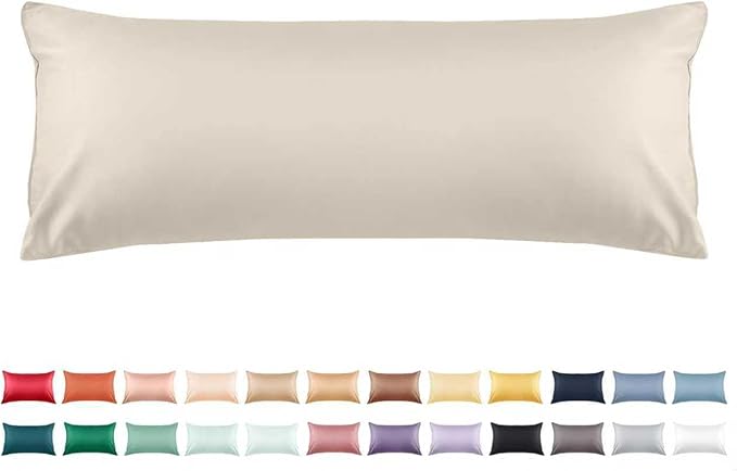 Warmstar Cotton Body Pillow Cover 1 Pack, 600 Thread Count Body Pillow case 20"x54"Soft Breathable with Envelope Closure,Ivory White