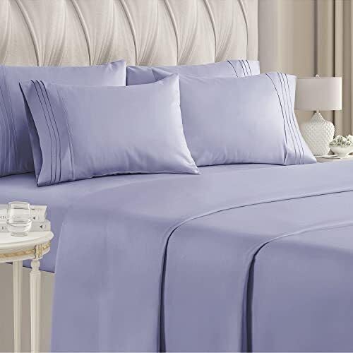 Queen 6 Piece Sheet Set - Comfy, Breathable & Cooling - Hotel Luxury Bedding for Women, Men, Kids, Teens & Children - 1 Flat & 1 Fitted Sheet & 4 Pillowcases w/ Deep Pockets - Wrinkle Free - Lavender