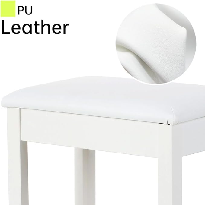 Sanpuli Solid Wood Piano Bench with Storage, Piano Stool and Padded Cushion, Keyboard Bench with Bookcase, Piano Chair and Piano Seat with High-Density Sponges.