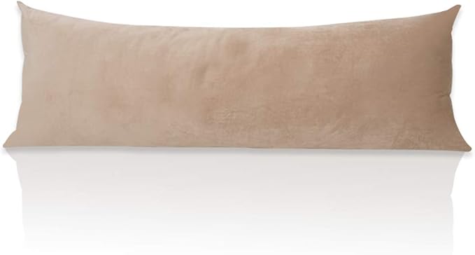 StangH Pregnancy Pillow Cover, Nursery Soft Velvet Body Pillowcase, King Size Zippered Long Pillowcase Cover for Kids/Toddler, Blush Beige, 20 x 54 inches, 1 Pc
