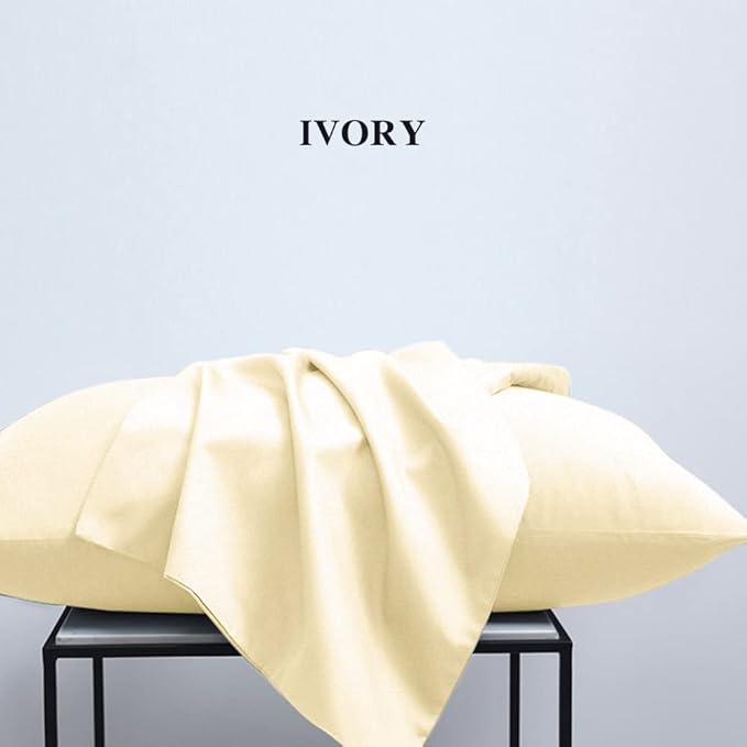 NTBAY King Pillowcase Set - 2 Pack Brushed Microfiber 20x36 Pillowcases - Soft, Wrinkle-Free, Fade-Resistant, Stain-Resistant, Ivory Pillowcases with Envelope Closure - 20x36 Inches, Ivory