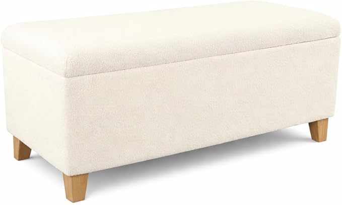 HomePop Storage Bench, Pearl Cream, Rectangle