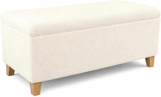 HomePop Storage Bench, Pearl Cream, Rectangle