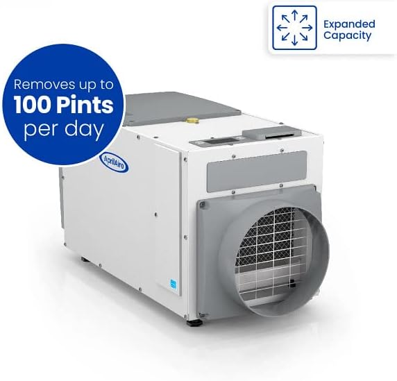 AprilAire E100 Pro Dehumidifier Bundle - 100 Pint Whole House Dehumidifier - Full Complete Kit - Crawl Spaces, Basements, Whole Homes, Commercial up to 5,500 sq. ft - 5 Year Warranty Included