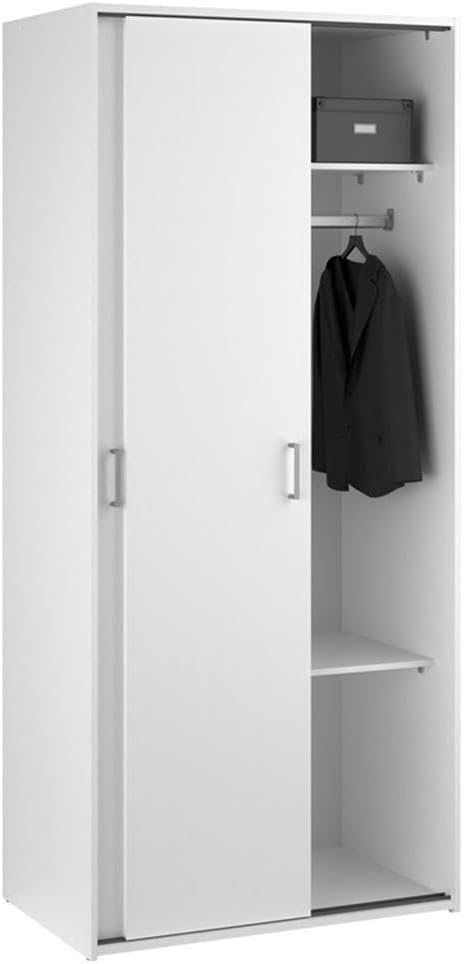 Tvilum Wardrobe with 2 Sliding Doors - Clothing Storage for Bedroom, White