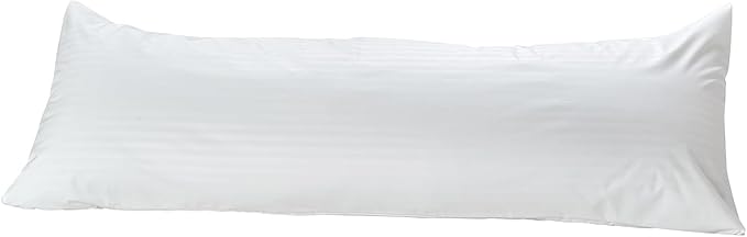 Kingnex Waterproof Down Feather Proof Striped Body Pillow Protectors for 20x54 Pillow Zippered Plain Pillow Cover White 1 Pack Only 21x55