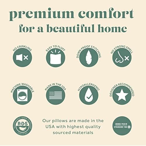 ComfyDown 20x30 Throw Pillow Insert, Down & Feather Fill, 100% Cotton Cover, Made in USA – Premium Soft Lumbar Decorative Pillow Form Sham Stuffer for Bed, Sofa & Couch