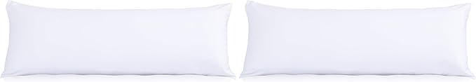 Evolive Ultra Soft Microfiber Body Pillow Cover/Pillowcases 21"x54" with Hidden Zipper Closure (21"x54" Body Pillow Cover, White) (Pack of 2)