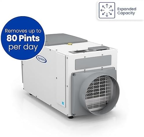 AprilAire E080 Pro Dehumidifier Bundle - 80 Pint Whole House Dehumidifier - Full Complete Kit - Crawl Spaces, Basements, Whole Homes, Commercial up to 4,400 sq. ft - 5 Year Warranty Included