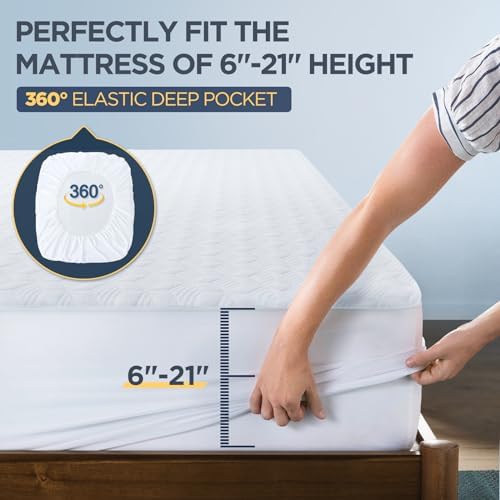 Premium Waterproof Cal King Mattress Protector Made from Silver-Infused Bamboo Rayon for Better Health, Odor-Free Hypoallergenic Cal King Mattress Cover