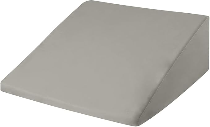 CirclesHome Wedge Pillow Cover 100% Cotton, Zippered Wedge Pillow Case Protector, Soft, Hypoallergenic & Breathable - Light Grey, (24Wx25Lx12)