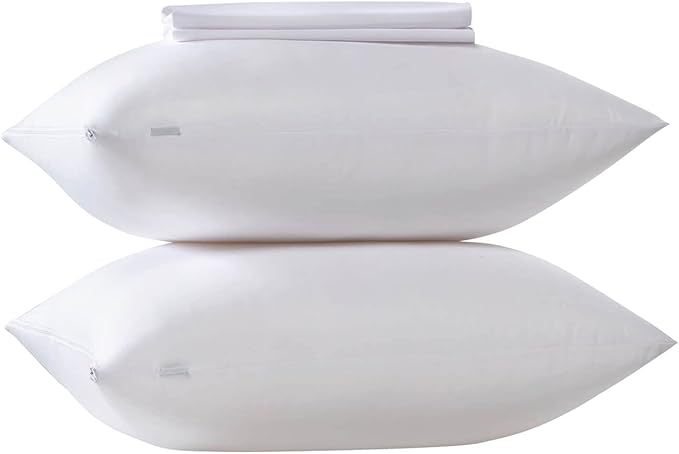 4 Pack Cooling Bamboo Viscose Feather Proof Pillow Protectors with Zipper King Size Waterproof Down Proof Covers for Bed Pillows