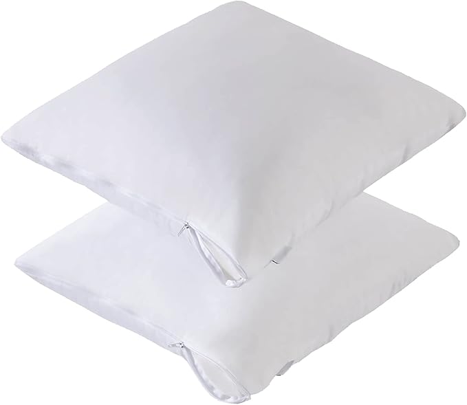 Feather Proof Pillow Protectors 24x24 Pack of 2 Waterproof Soft Bamboo Viscose Jersey Square Pillow Covers for Throw Pillow
