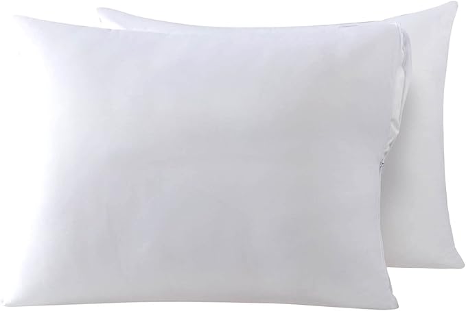 Cooling Bamboo Viscose Feather Proof Pillow Protectors with Zipper Queen Size Waterproof Down Proof Covers for Bed Pillows 2 Pack