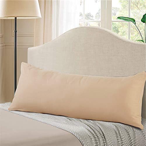 EVOLIVE Body Pillow Cover 21"x54", Ultra Soft Microfiber Pillowcase with Hidden Zipper, Breathable, Machine Washable, for Pregnancy & Side Sleepers, Cover Only (21"x54" Body Pillow Cover, Taupe)