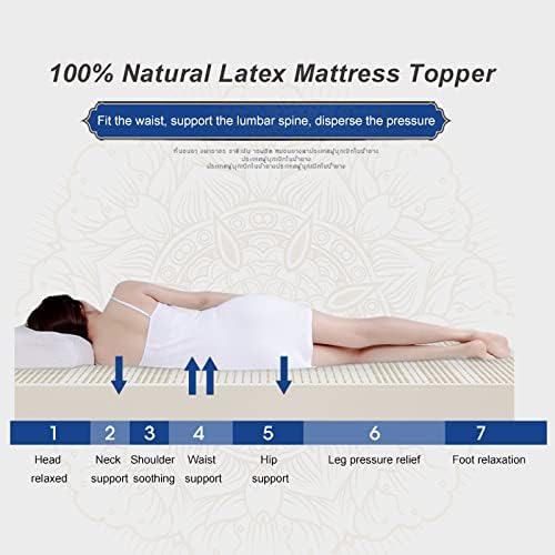 Talatex Natural Latex Mattress Topper, Premium Latex with Organic Mattress Cover, Medium Firmness Help Relief Shoulder & Back Pain (White, Twin, 3, Inches)