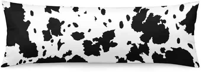 Cow Print Body Pillow Cover Black and White Cow Long Pillow Case with Zipper Decorative Soft Bedding Pillowcase Cowhide Skin Printed Farmhouse Western Cushion Pillow Case for Bedroom,Couch,20"x54"