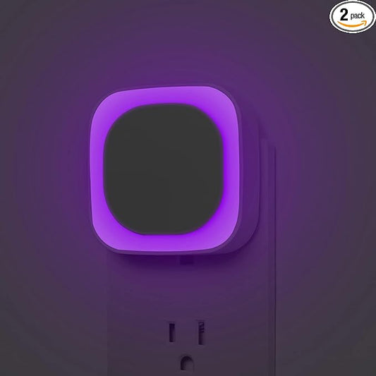 YUNLEX 2 Pack Purple Night Light, Gentle Eye-Care with Dimmable Soft Glow & Indirect Reflection, Auto Dusk to Dawn Sensor, Plug in Nightlight for Meditation Corner, Creative Studio, Bedroom, Bathroom