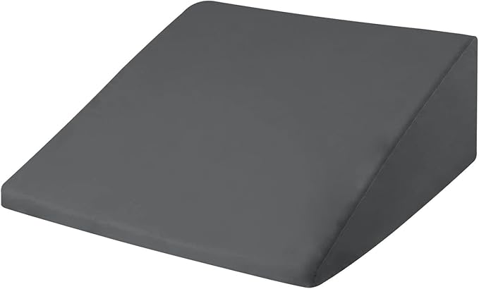 CirclesHome Wedge Pillow Cover 100% Cotton, Zippered Wedge Pillow Case Protector, Soft, Hypoallergenic & Breathable -Dark Grey, (24Wx25Lx12)